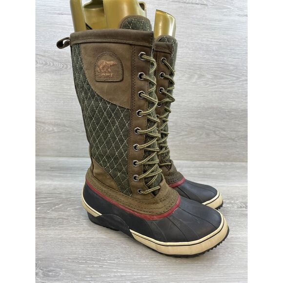 Sorel Sorelli Women's Boot Winter Snow Duck Tall Waterproof Quilted 6 Brown Shoe - Picture 1 of 11